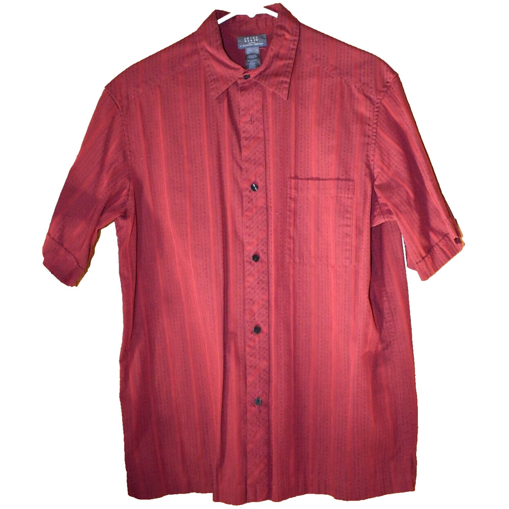 CRAZY HORSE Button up Shirt Men's Large Red with Vertical Thread Details Cowboy